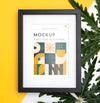 Mockup Frame On Wall With Leaves Psd