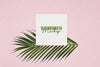 Mockup Frame With Palm Leaves Over Pink Background Psd