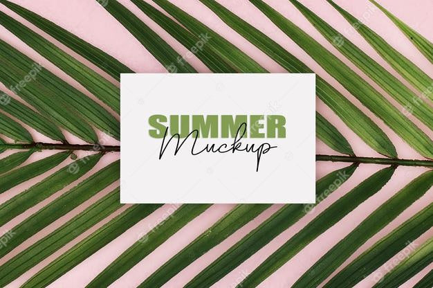 Mockup Frame With Palm Leaves Over Pink Background Psd
