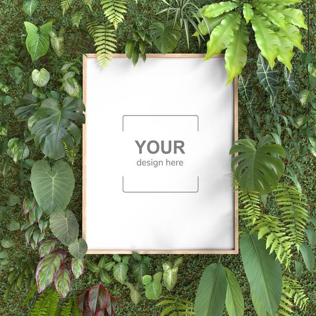 Mockup Frame With Vertical Garden Psd