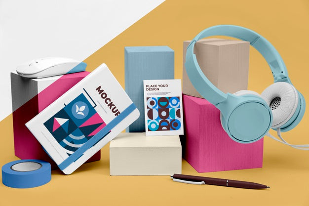 Mockup Headphone And Agenda Psd