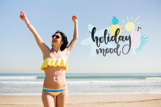 Mockup Holiday Mood Girl Psd