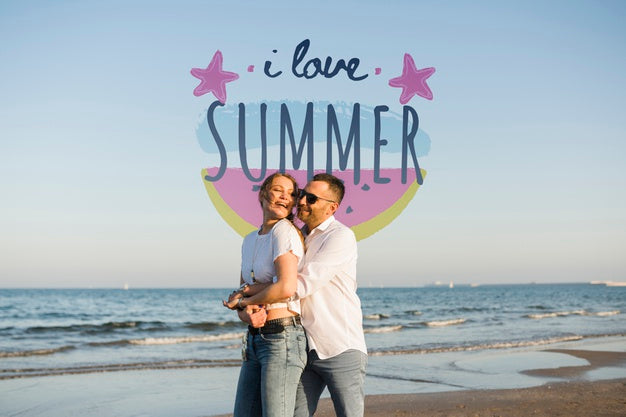 Mockup I Love Summer Couple Psd