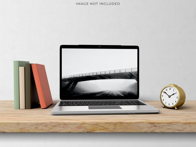 Mockup Laptop Standing On Living Room Modern Interior. Psd