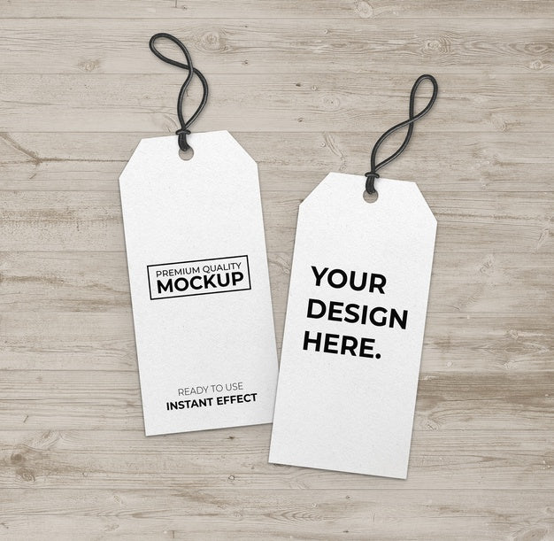 Mockup Long White Label With Black Strip Psd