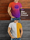 Mockup Male T-Shirts Design On Wooden Wall Psd