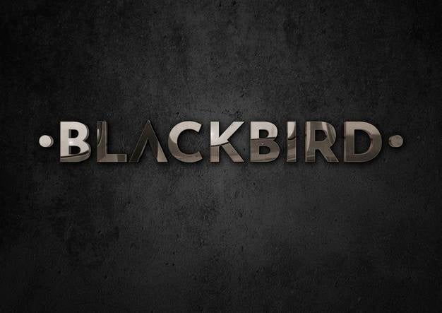 Mockup Of 3D Metallic Logo On Stone Wall With Reflection Psd