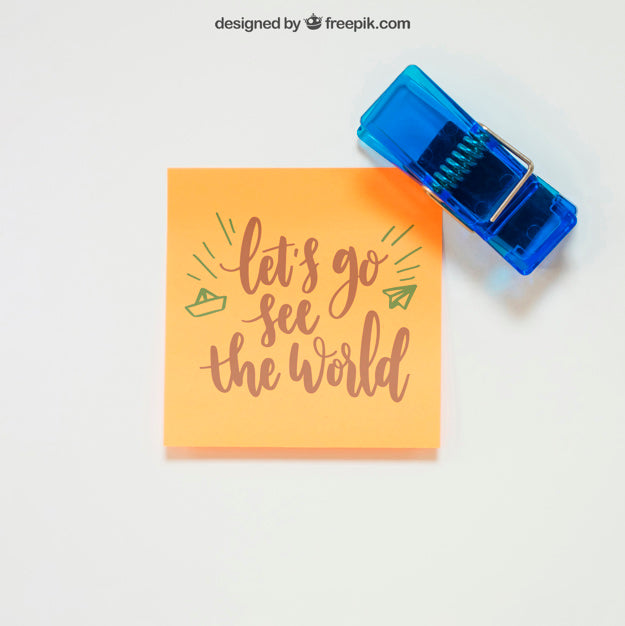 Mockup Of Adhesive Note And Bracket Psd