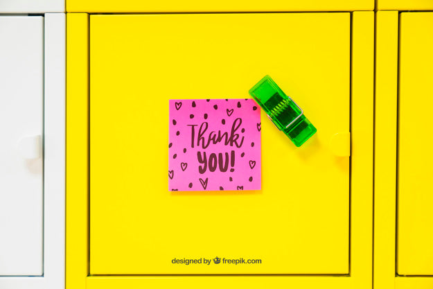 Mockup Of Adhesive Note On Yellow Background Psd