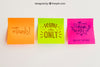 Mockup Of Adhesive Notes In Three Colors Psd