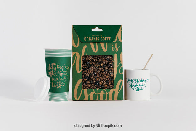 Mockup Of Bag Between Coffee Cups Psd