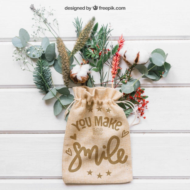 Mockup Of Bag On Leaves And Branches Psd