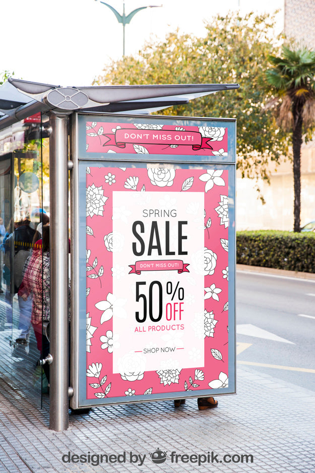 Mockup Of Billboard On Urban Bus Stop Psd