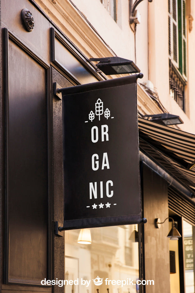 Black Tall Vertical Business Logo Sign Mockup 2