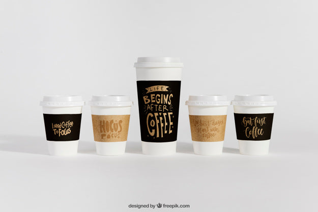 Mockup Of Coffee Cups In Different Sizes Psd