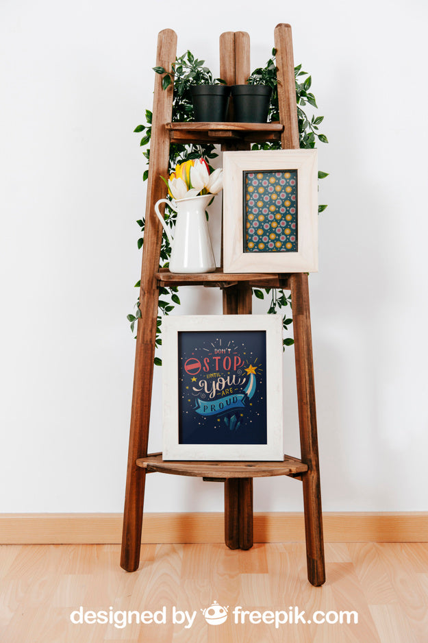 Mockup Of Different Frames And Plants Psd