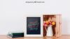 Mockup Of Frame And Books On Table Psd