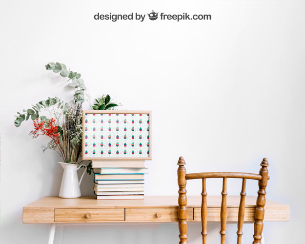 Mockup Of Frame On Decorative Table Psd