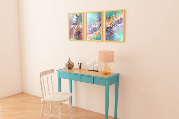 Mockup Of Frames Above Little Table Psd