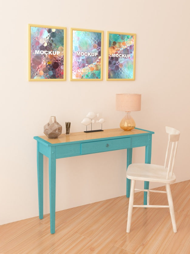 Mockup Of Frames Above Little Table Psd