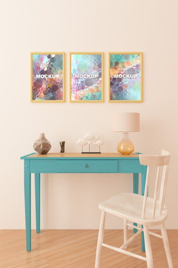 Mockup Of Frames Above Little Table Psd