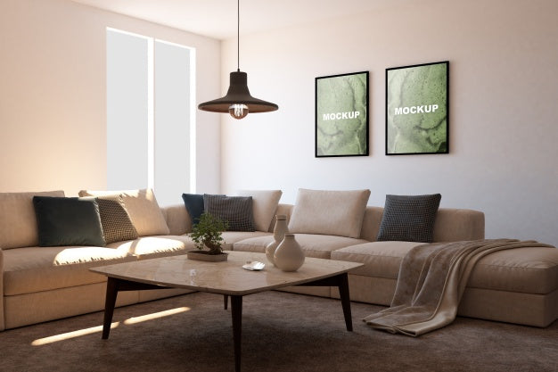 Mockup Of Frames In Living Room Psd