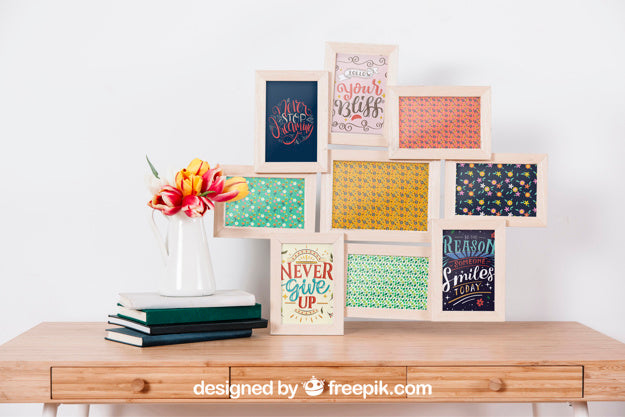 Mockup Of Frames On Wall Psd