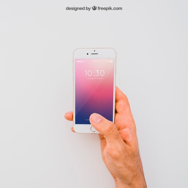 Mockup Of Hand Holding Smartphone Psd