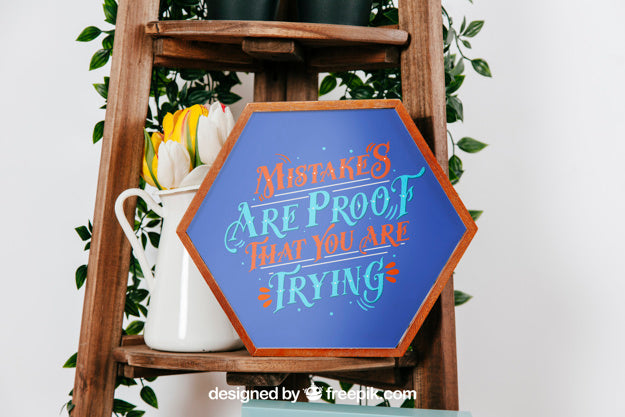 Mockup Of Hexagonal Frame In Furniture Psd