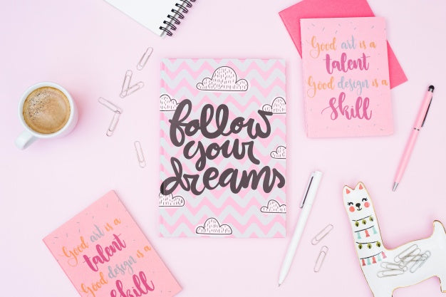 Mockup Of Pink Cards Psd