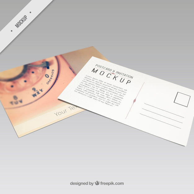 Mockup Of Postcard With A Retro Phone Psd