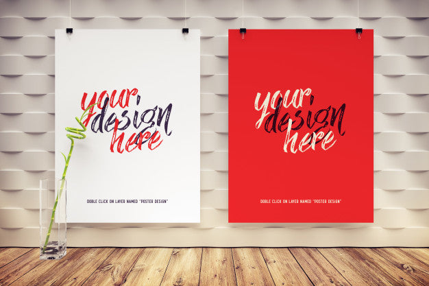 Mockup Of Posters Hanging In A Modern Interior Psd