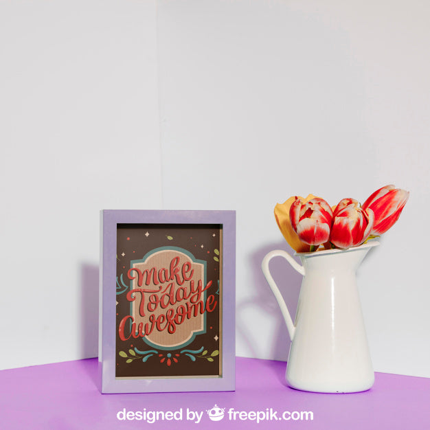 Mockup Of Purple Frame Psd