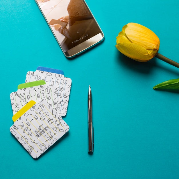 Mockup Of Smartphone, Rose And Business Elements Psd