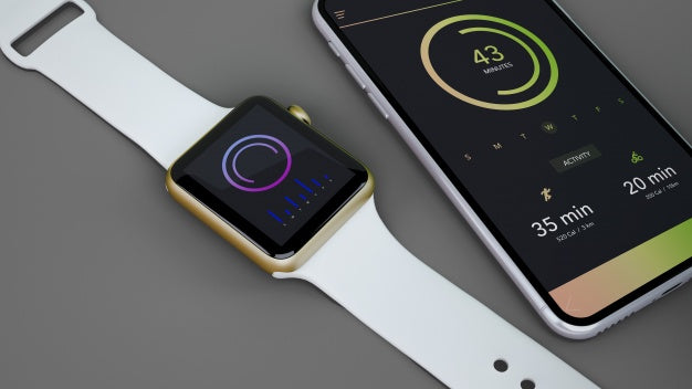 Mockup Of Smartwatch And Smartphone Psd