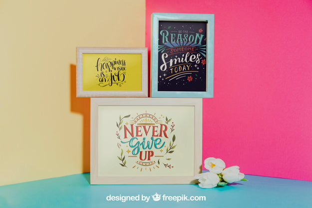 Mockup Of Three Frames Of Different Sizes Psd