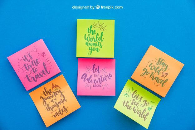 Mockup Of Three Pairs Adhesive Notes Psd