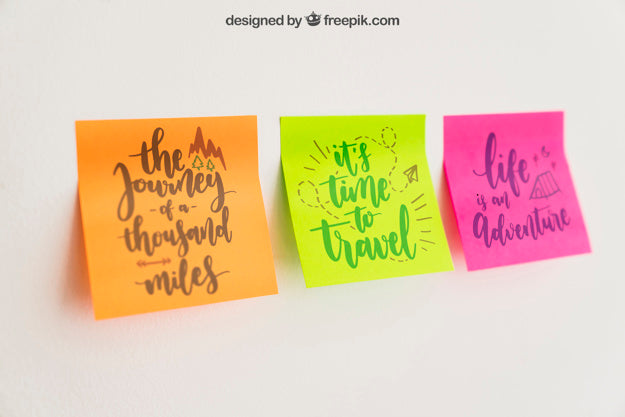 Mockup Of Three Sticky Notes Psd