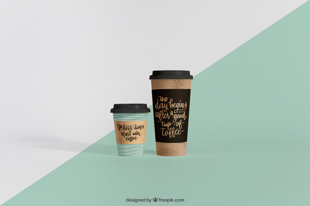 Mockup Of Two Coffee Cups Of Different Sizes Psd