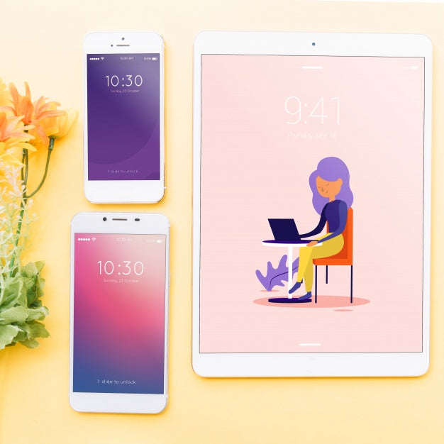 Mockup Of Various Devices With Creativity Or Workspace Concept Psd