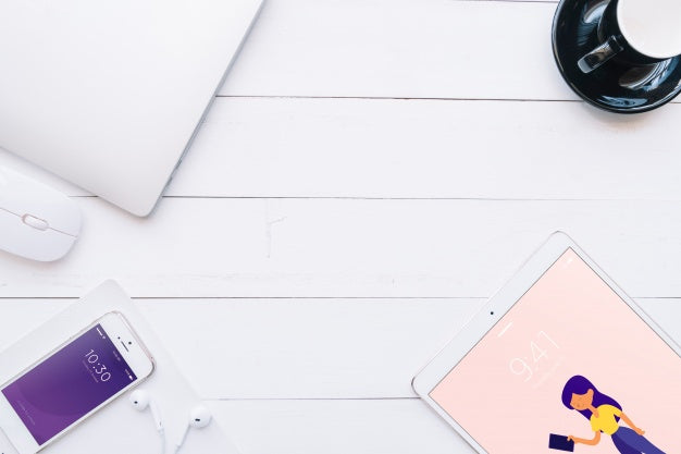 Mockup Of Various Devices With Creativity Or Workspace Concept Psd