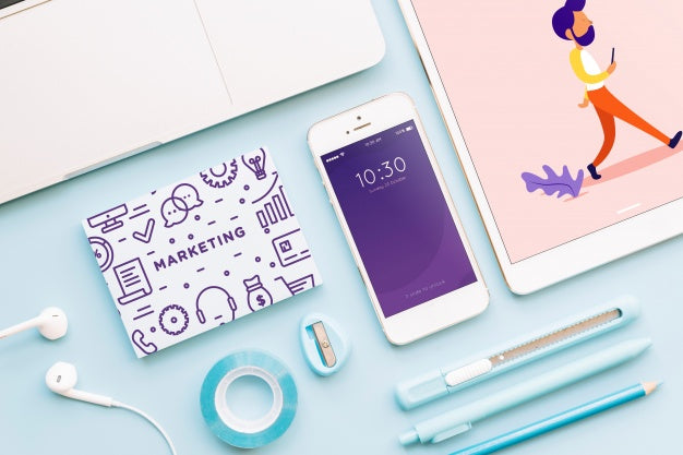 Mockup Of Various Devices With Creativity Or Workspace Concept Psd