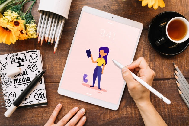 Mockup Of Various Devices With Creativity Or Workspace Concept Psd