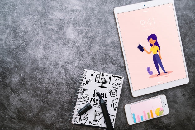 Mockup Of Various Devices With Creativity Or Workspace Concept Psd