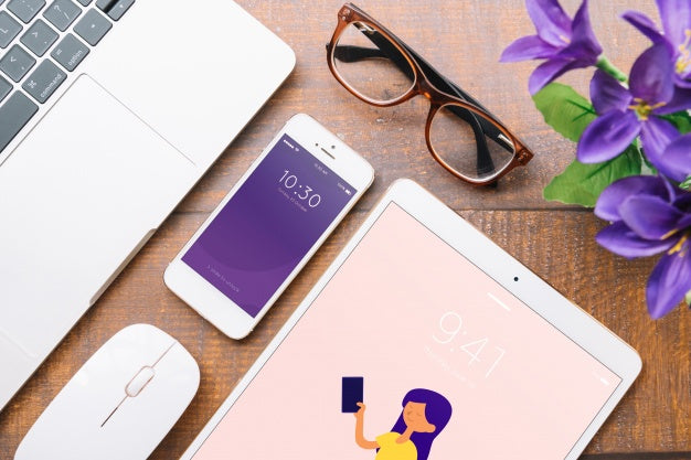 Mockup Of Various Devices With Creativity Or Workspace Concept Psd