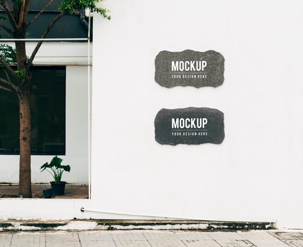 Mockup Of Wall Sign Boards Psd
