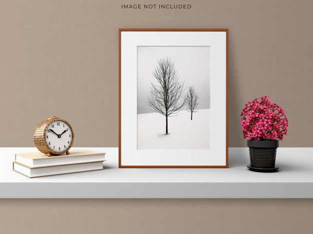 Mockup Poster Frame In The Empty Wooden Frame Standing On Living Room Modern Interior. Psd