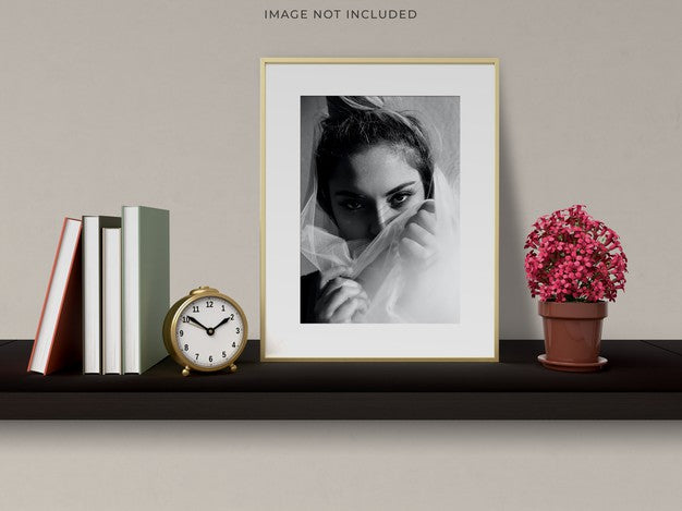 Mockup Poster Frame In The Empty Wooden Frame Standing On Living Room Modern Interior. Psd