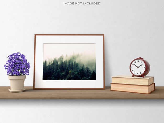 Mockup Poster Frame In The Empty Wooden Frame Standing On Living Room Modern Interior. Psd