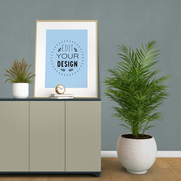 Mockup Poster Frame With Home Decorating In The Living Room Modern Interior. Psd